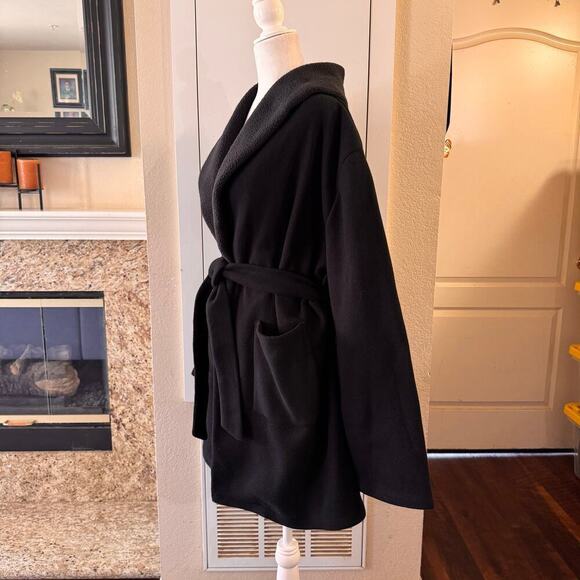 Dudley Stephens Cassidy Belted Cardigan Coat Jacket Black Fleece Minimalist XXL - Picture 3 of 11
